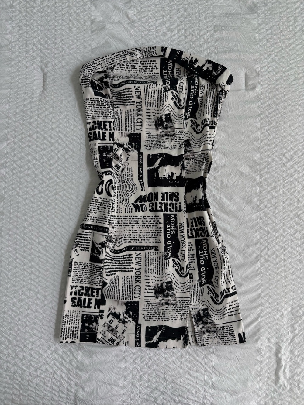 Garage Newspaper Print Strapless Mini Dress Size SMALL